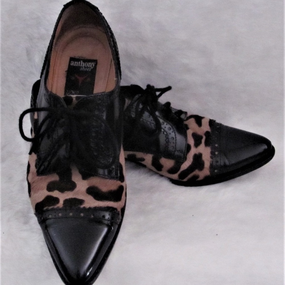 Vintage, dyed pony, leopard print, leather, shoes